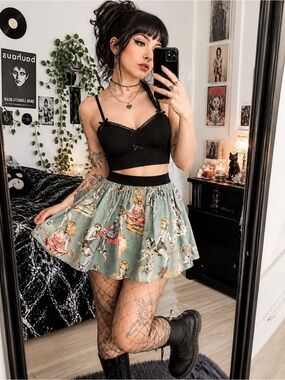 Hemet Zombie Pinup Mini Skirt L  Retro Girl Goth Rockabilly Horror Made USA A5